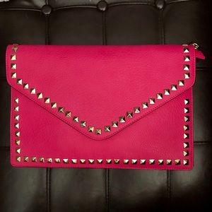 Studded pink crossbody / oversized Clutch purse